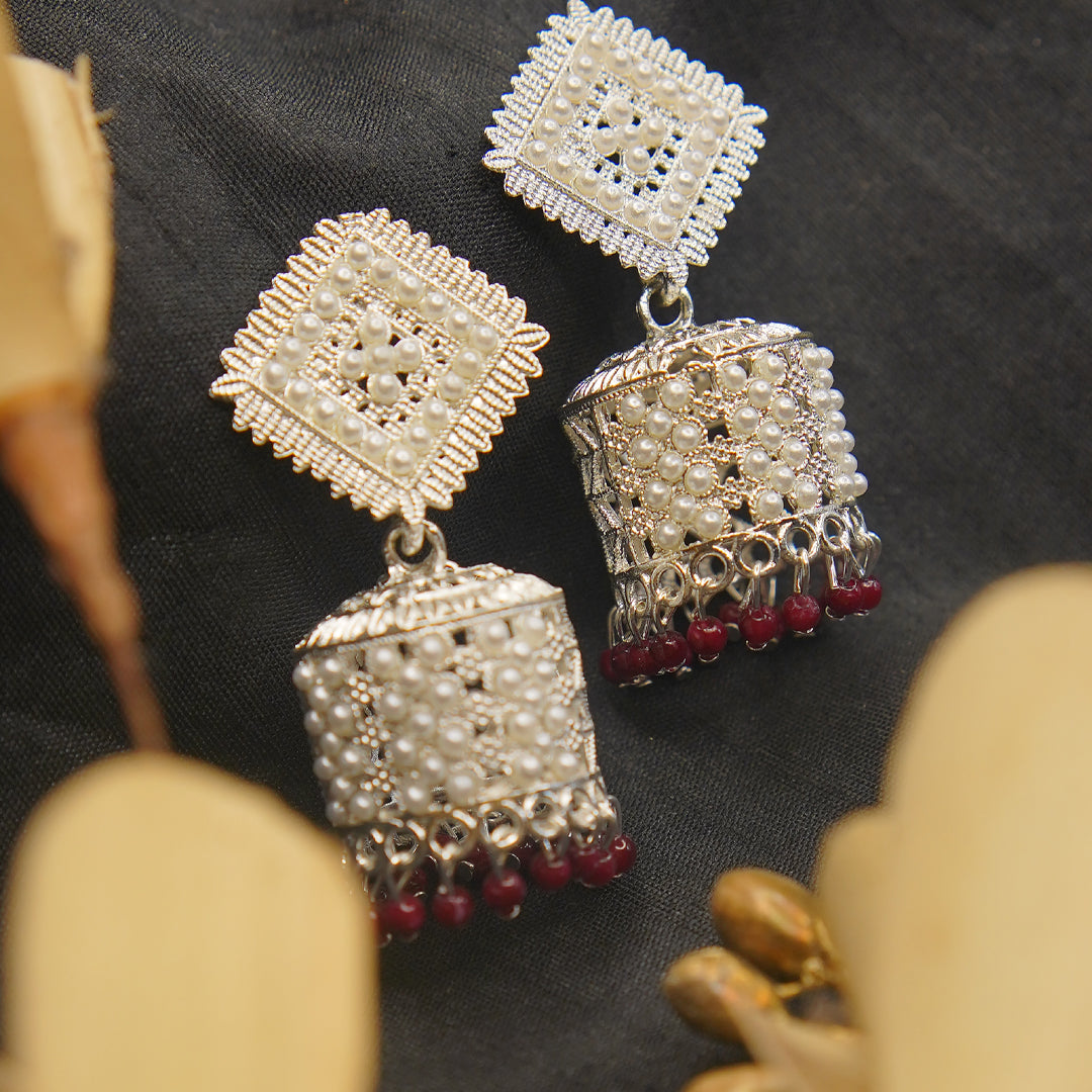 Antique Designer Pearl Beads Jhumka Earrings