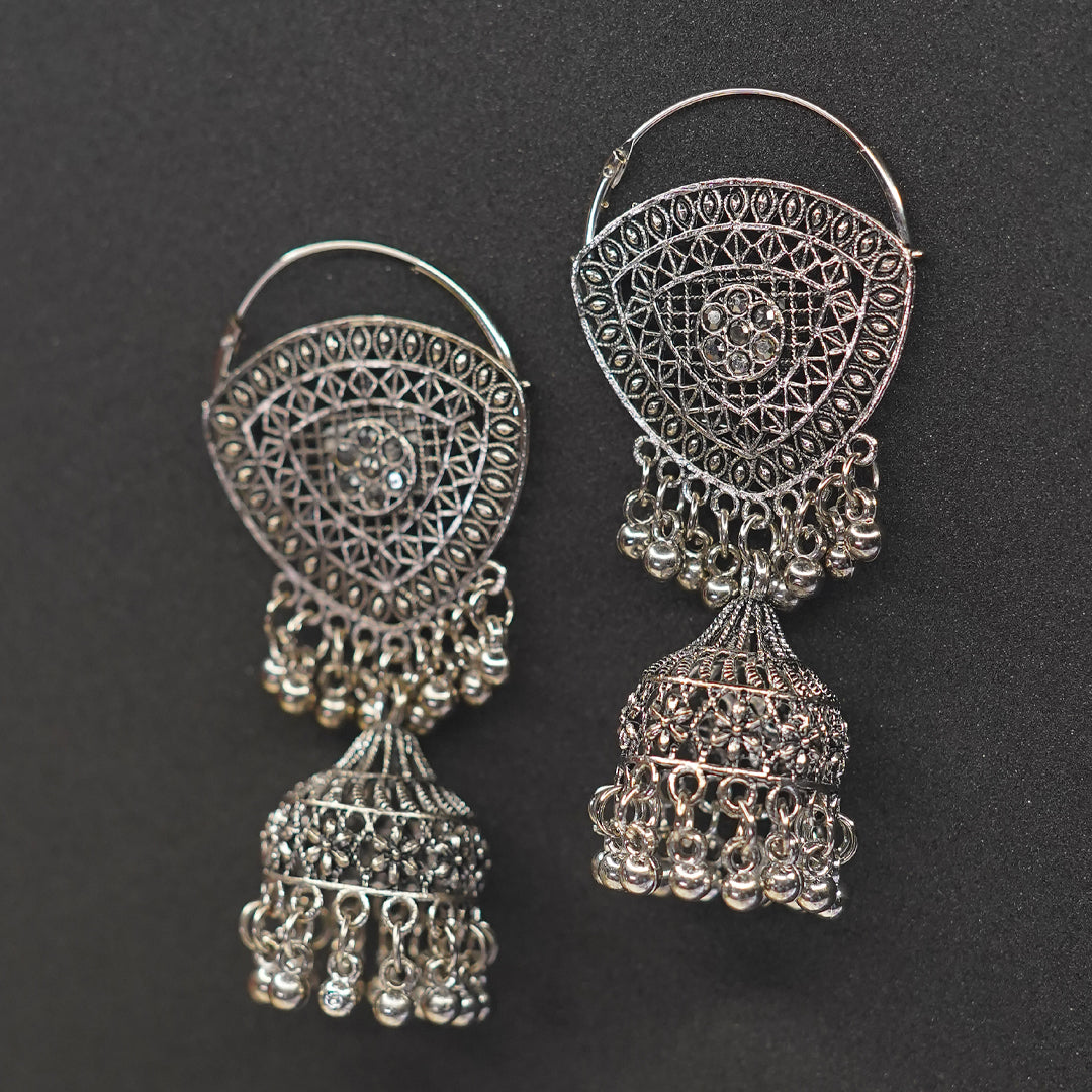 Crafted Oxidised Jhumka Earrings