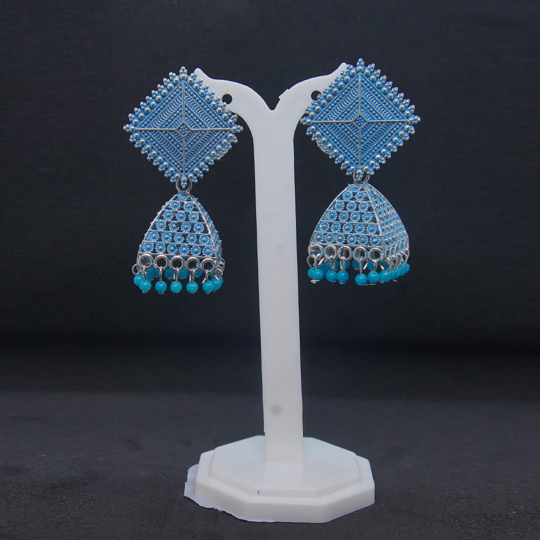 Pyramid Style Aqua Colour Jhumkhas