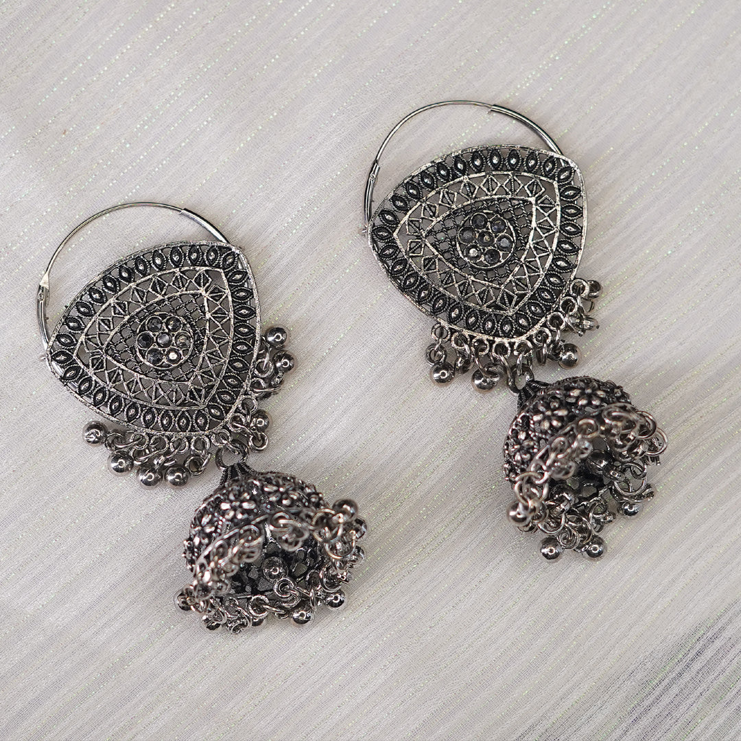 Crafted Oxidised Jhumka Earrings
