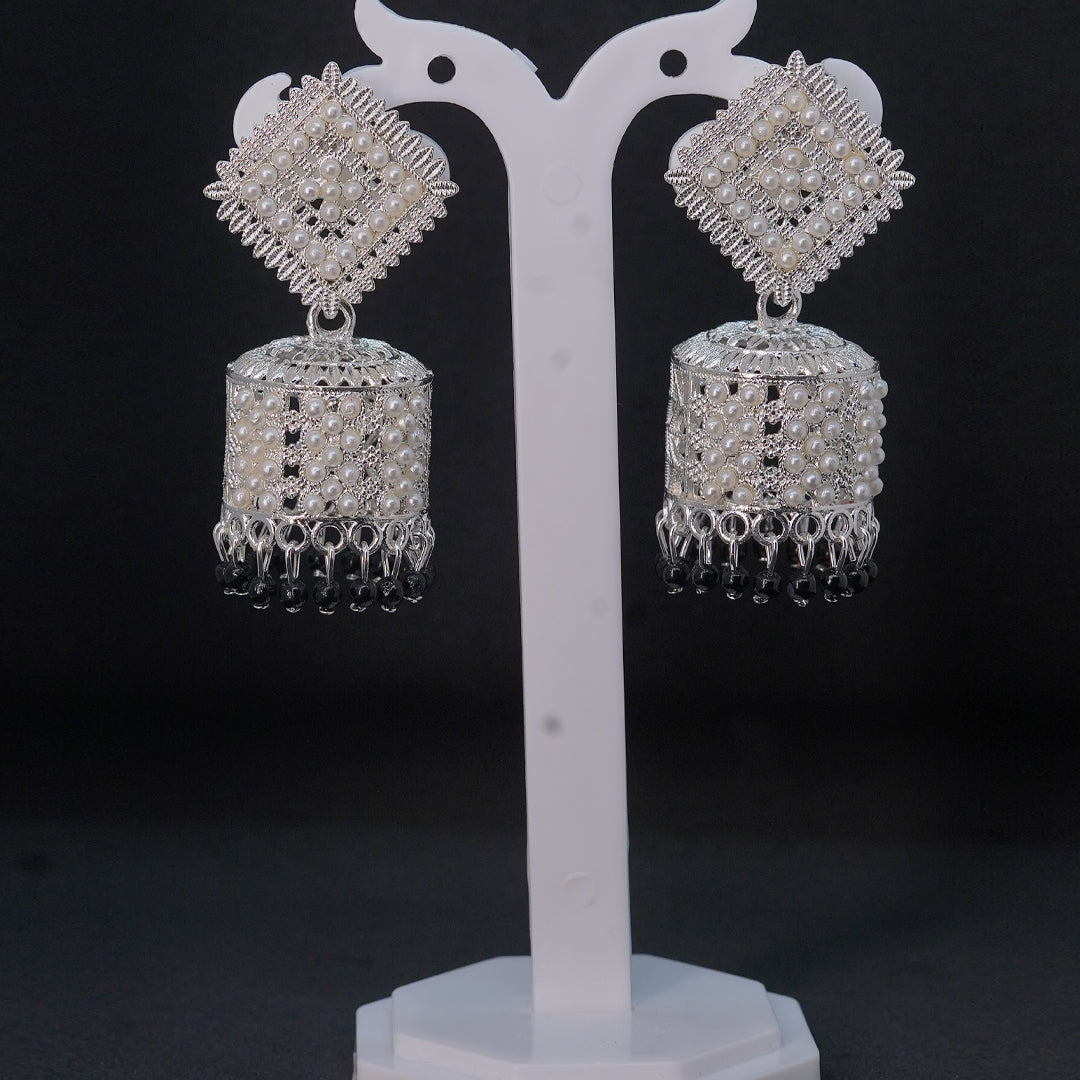 Antique Design Pearl Beads Jhumka Earrings