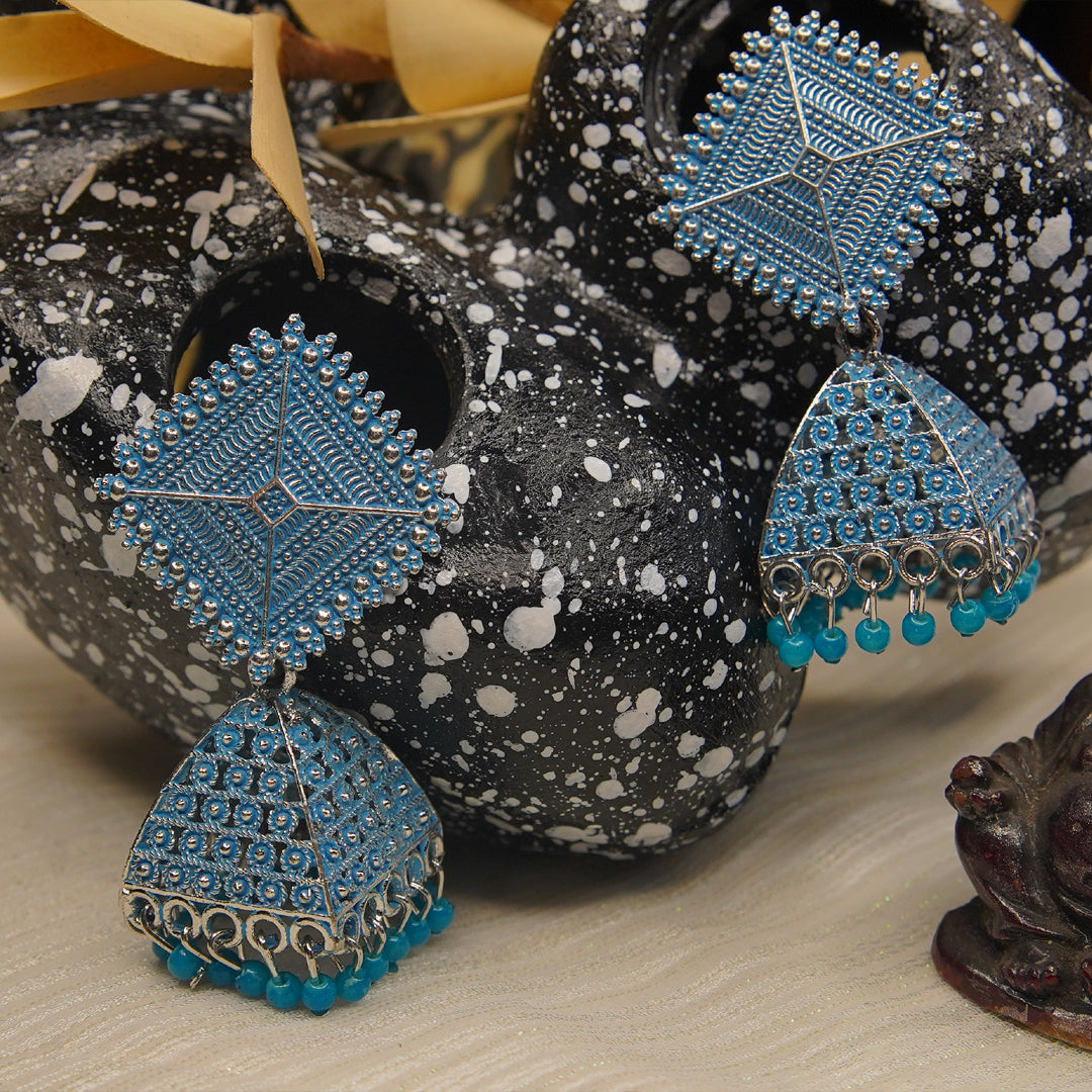 Pyramid Style Aqua Colour Jhumkhas