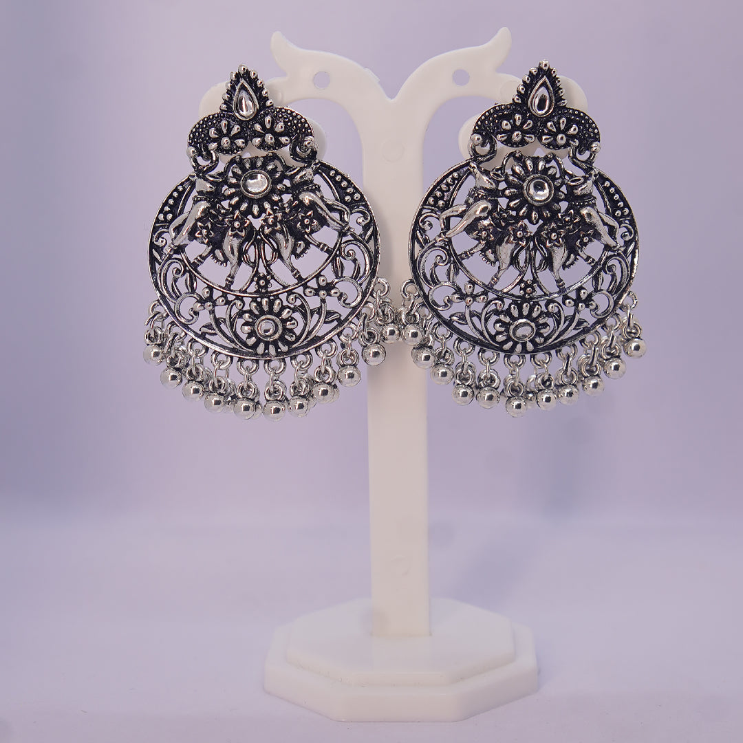 Afghani Oxidized German Silver Plated Jhumka