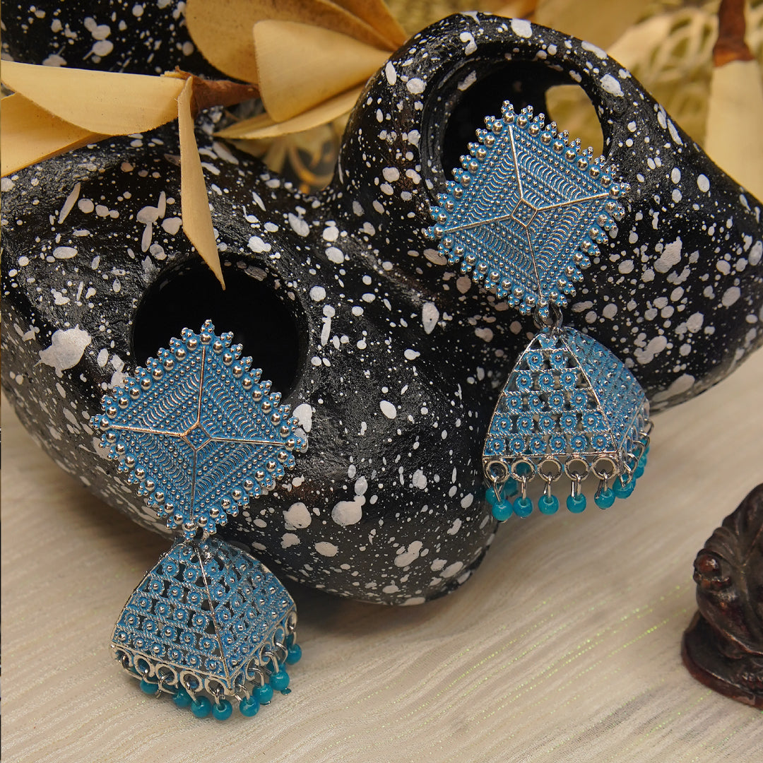 Pyramid Style Aqua Colour Jhumkhas