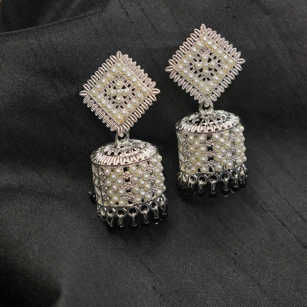 Antique Design Pearl Beads Jhumka Earrings