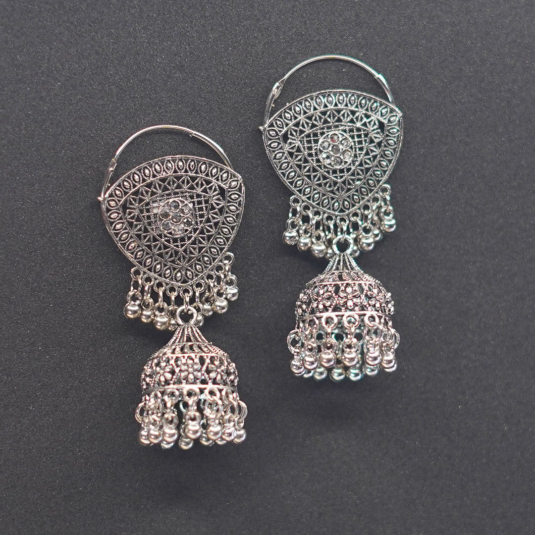 Crafted Oxidised Jhumka Earrings