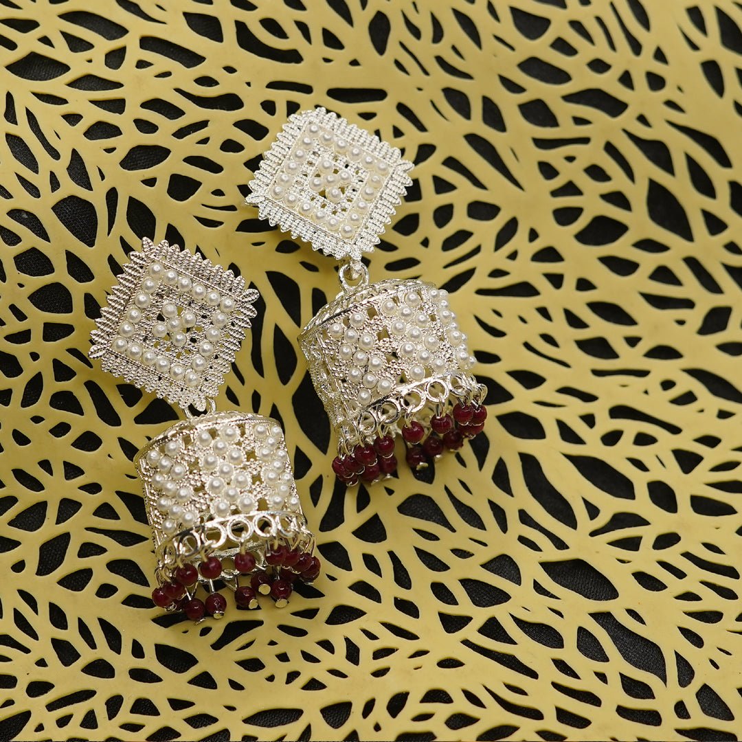 Antique Designer Pearl Beads Jhumka Earrings