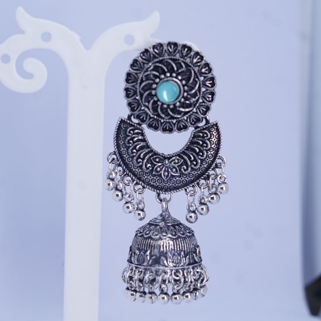 Oxidised Silver Plating Brass Jhumkis Earrings for Women