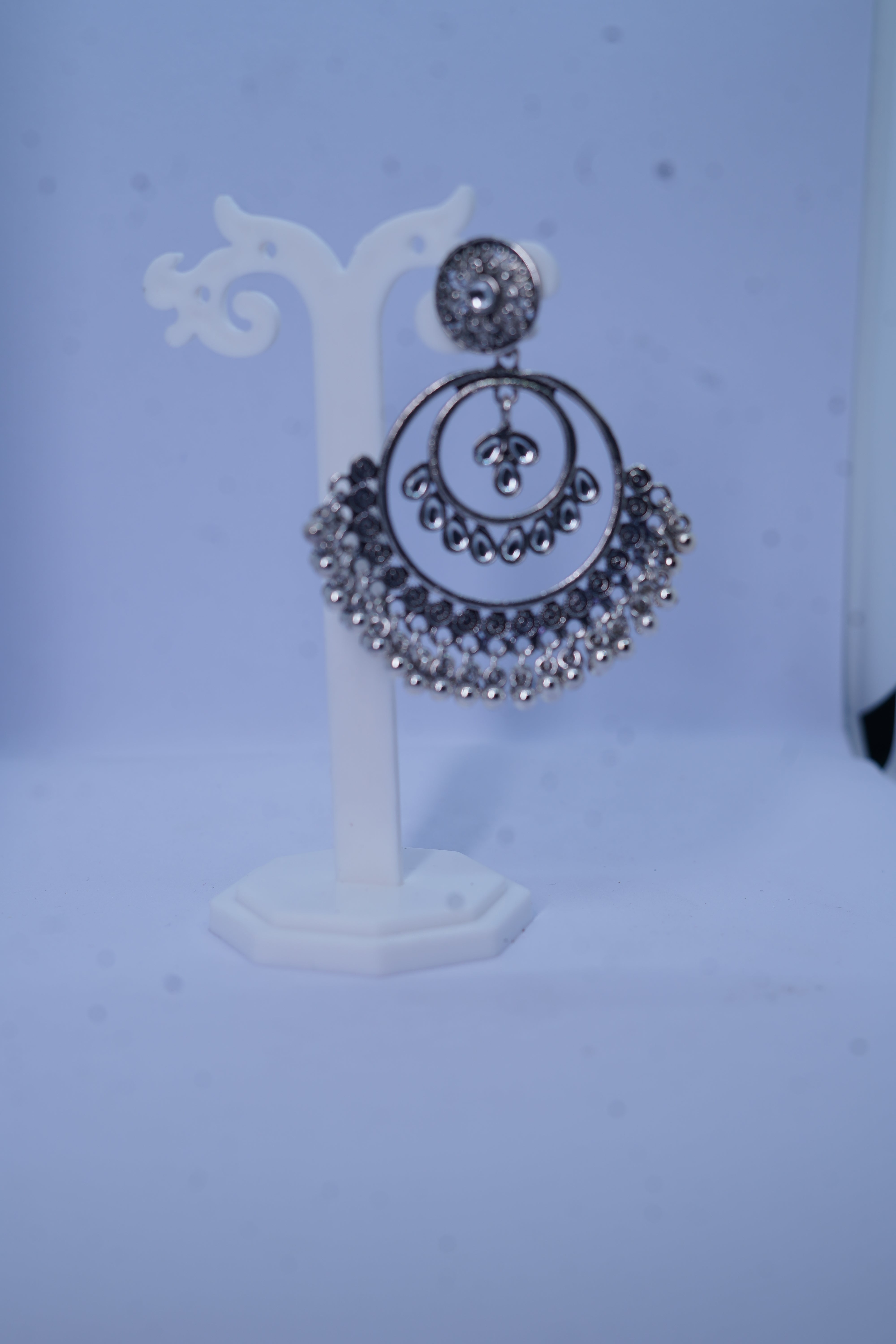 Silver Oxidised Chandrika Bloom Baliyan