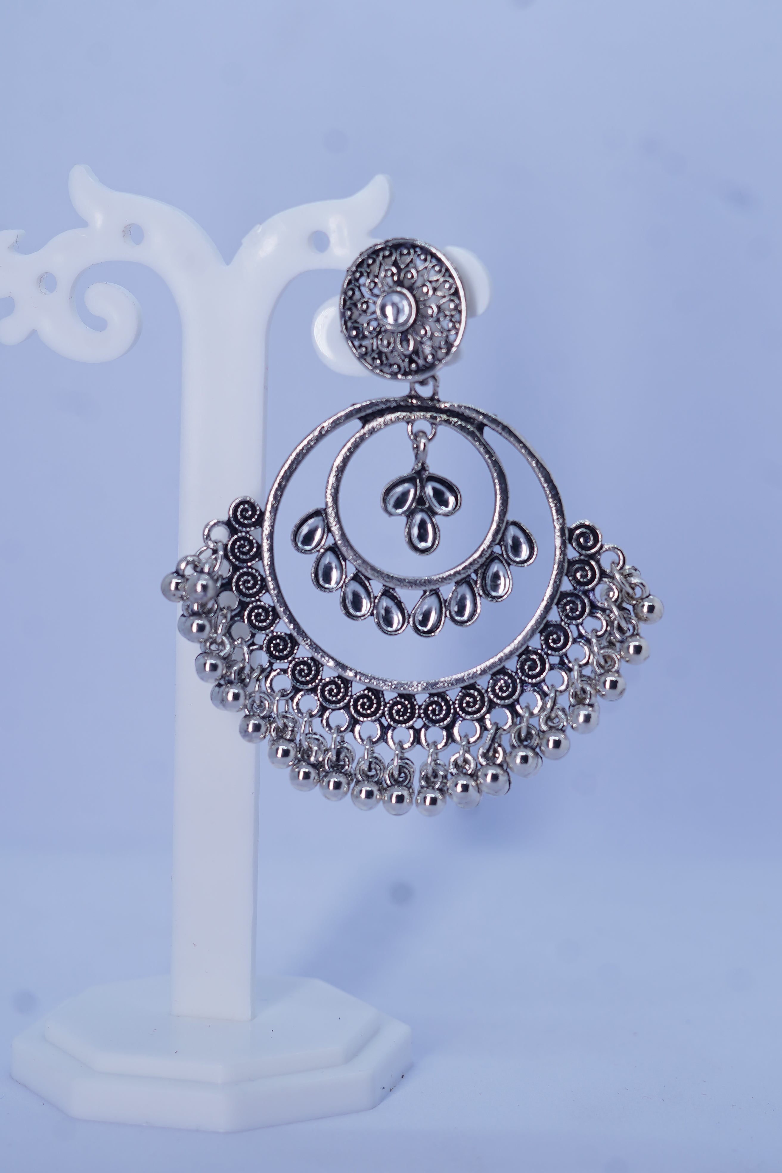 Silver Oxidised Chandrika Bloom Baliyan