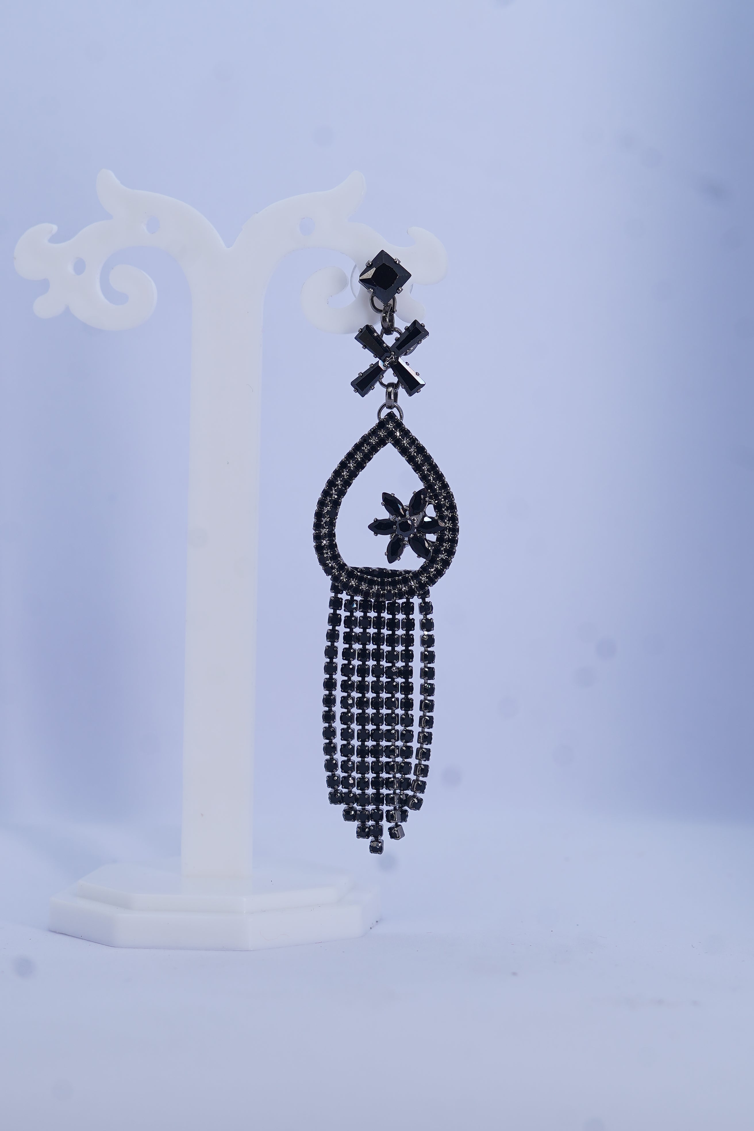 Chandelier Black crystal Drop Earrings