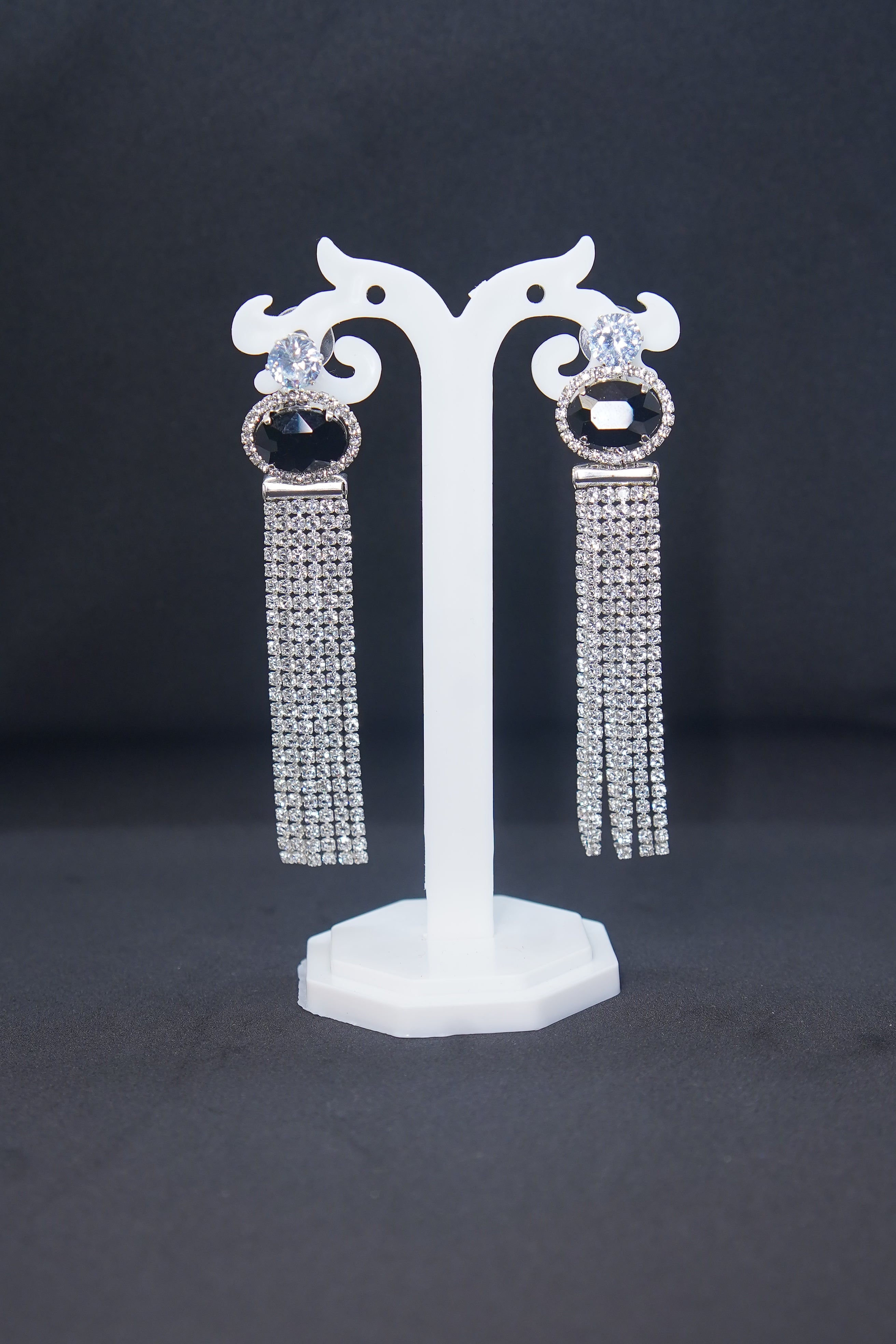 Rhinestone Black Stone Earrings