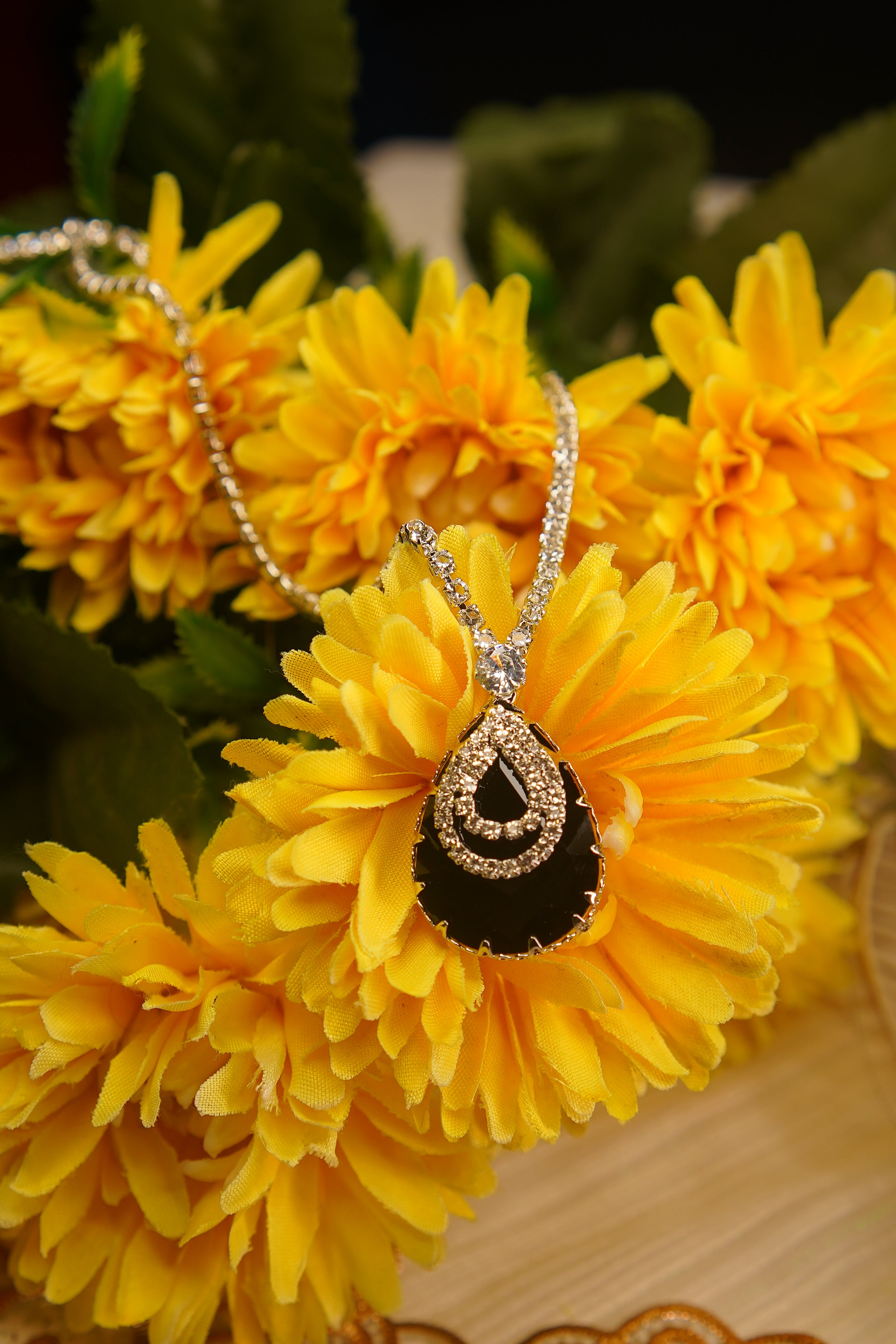 Birthstone Black AD Stone Necklace