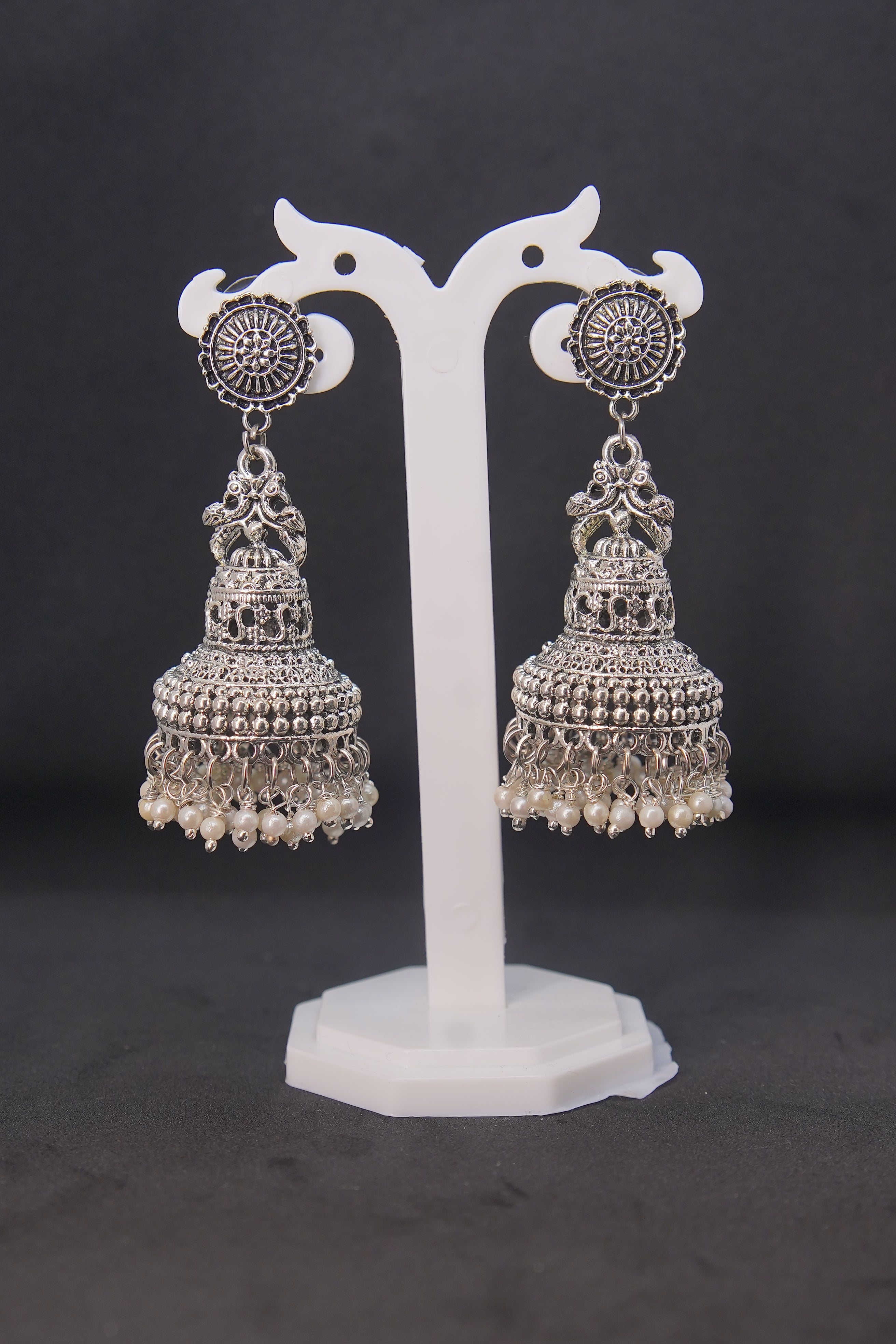 Silver Plated Oxidised Handcrafted Earrings