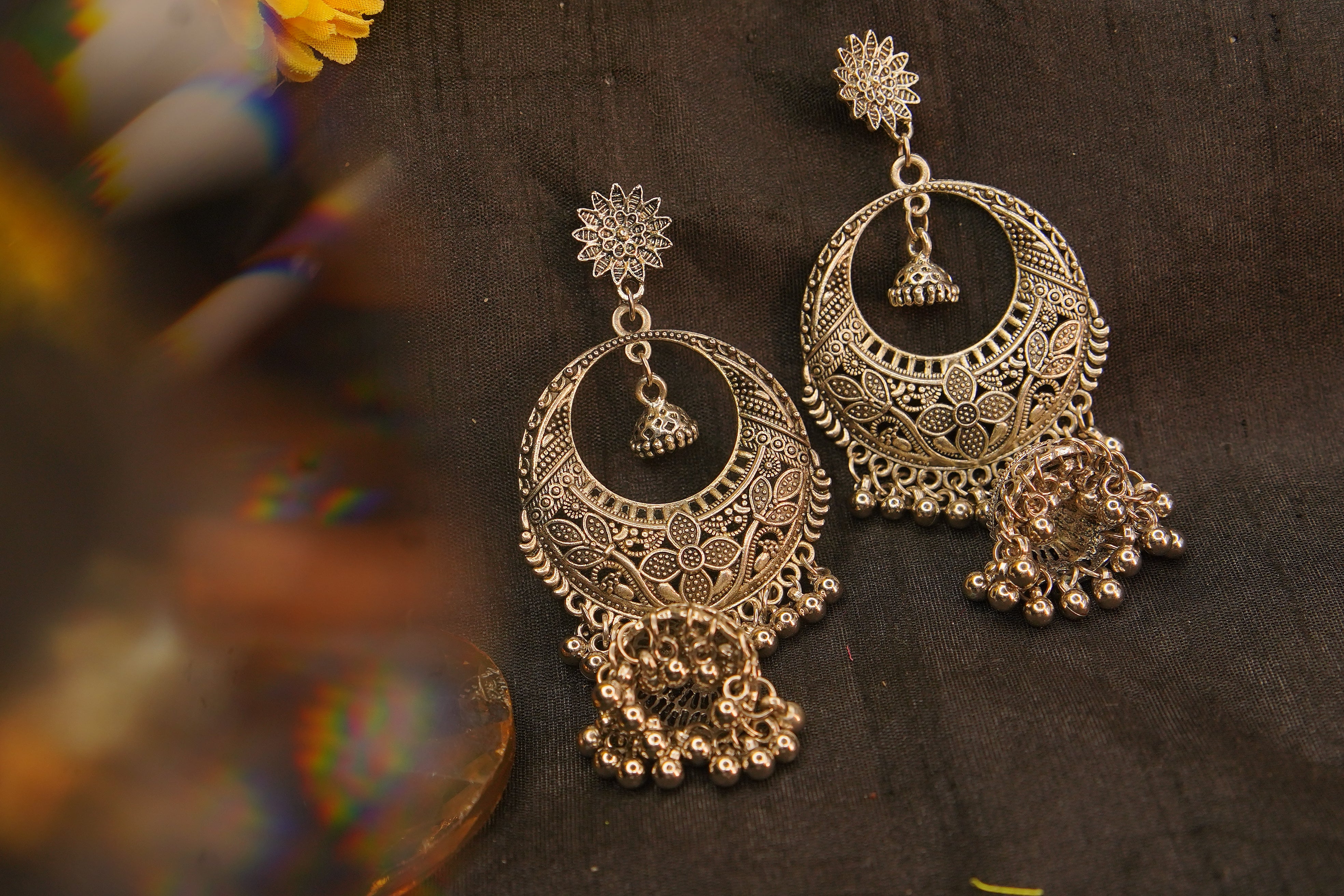 Silver Plated Oxidised Chandelier