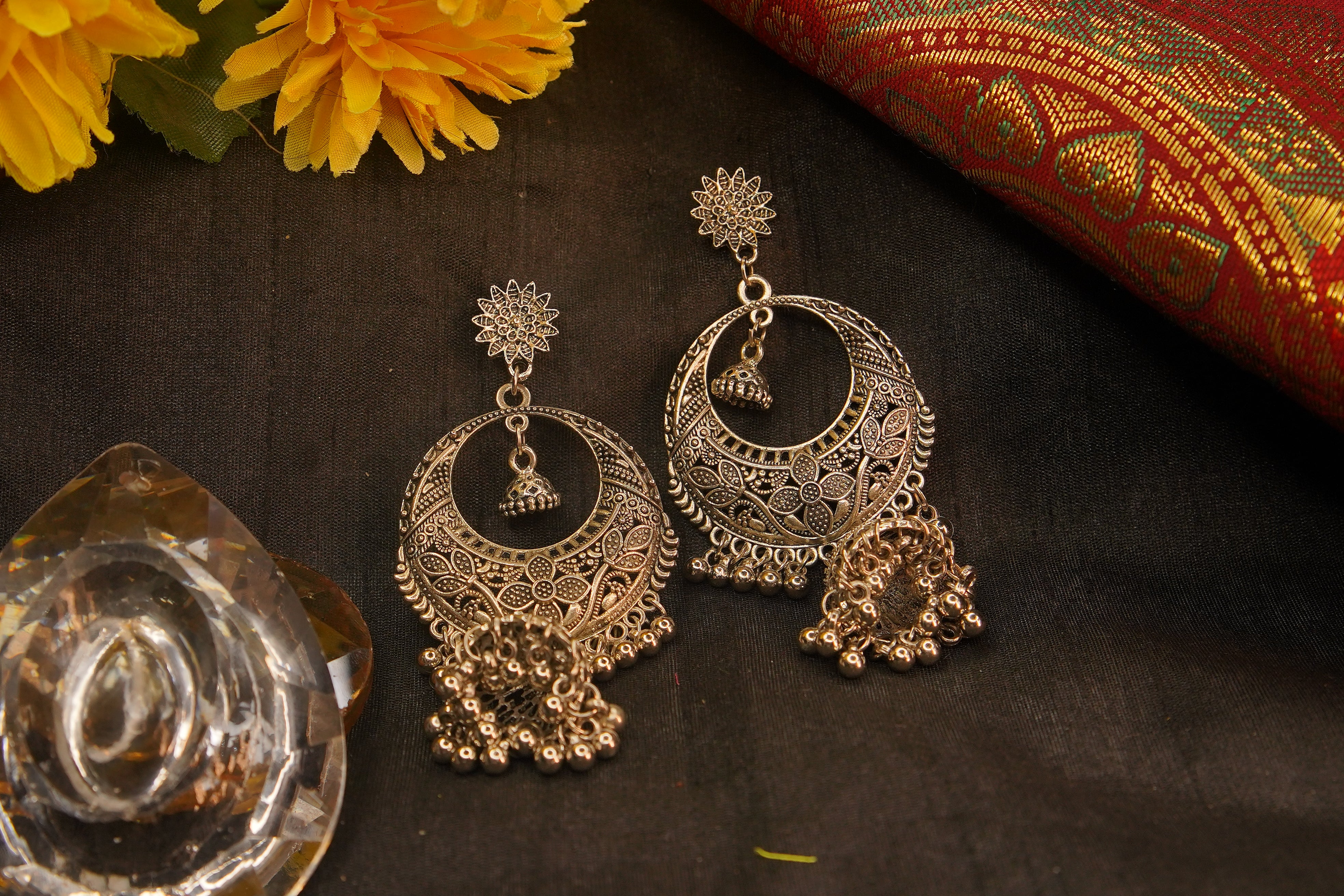 Silver Plated Oxidised Chandelier