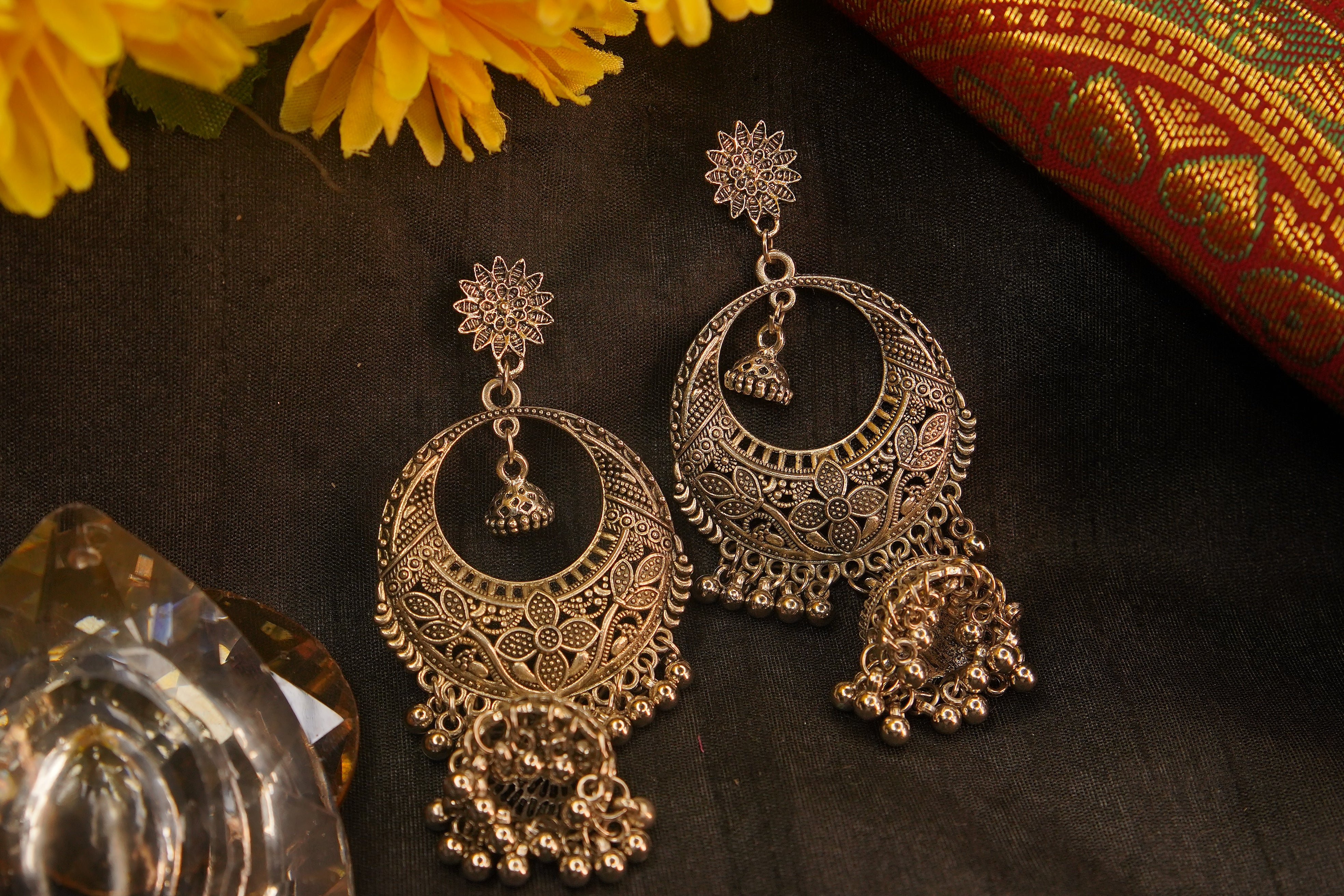 Silver Plated Oxidised Chandelier