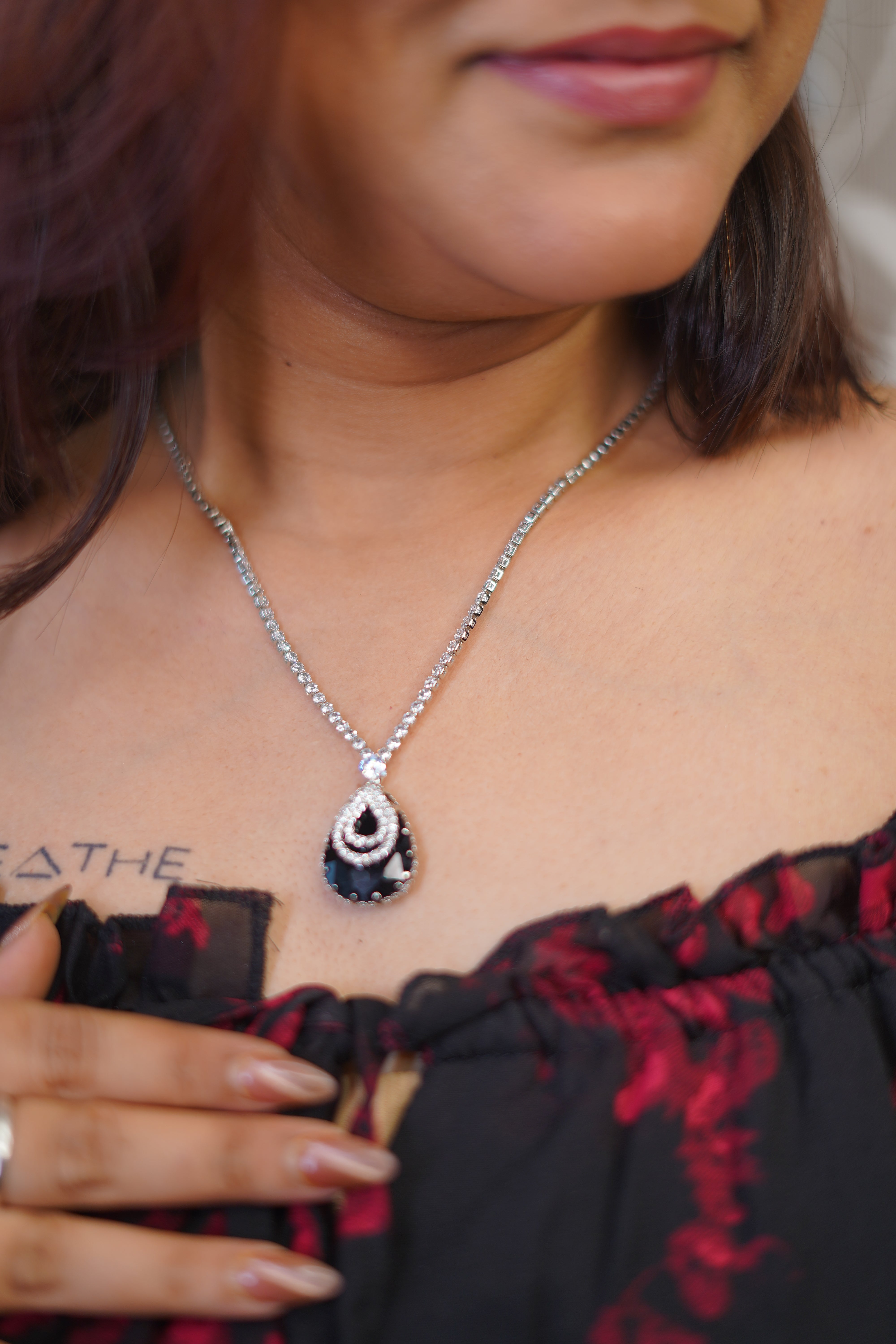 Birthstone Black AD Stone Necklace