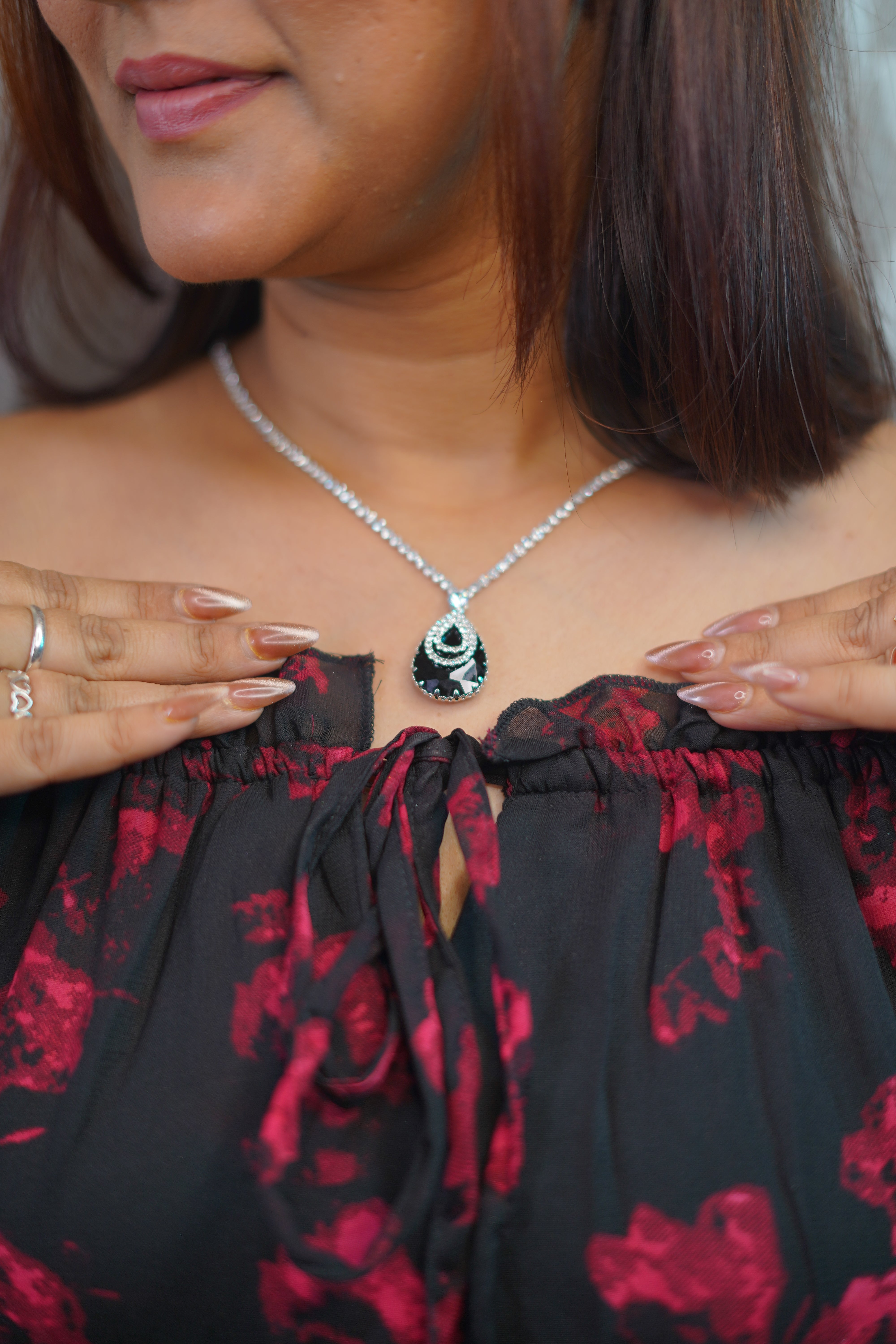 Birthstone Black AD Stone Necklace