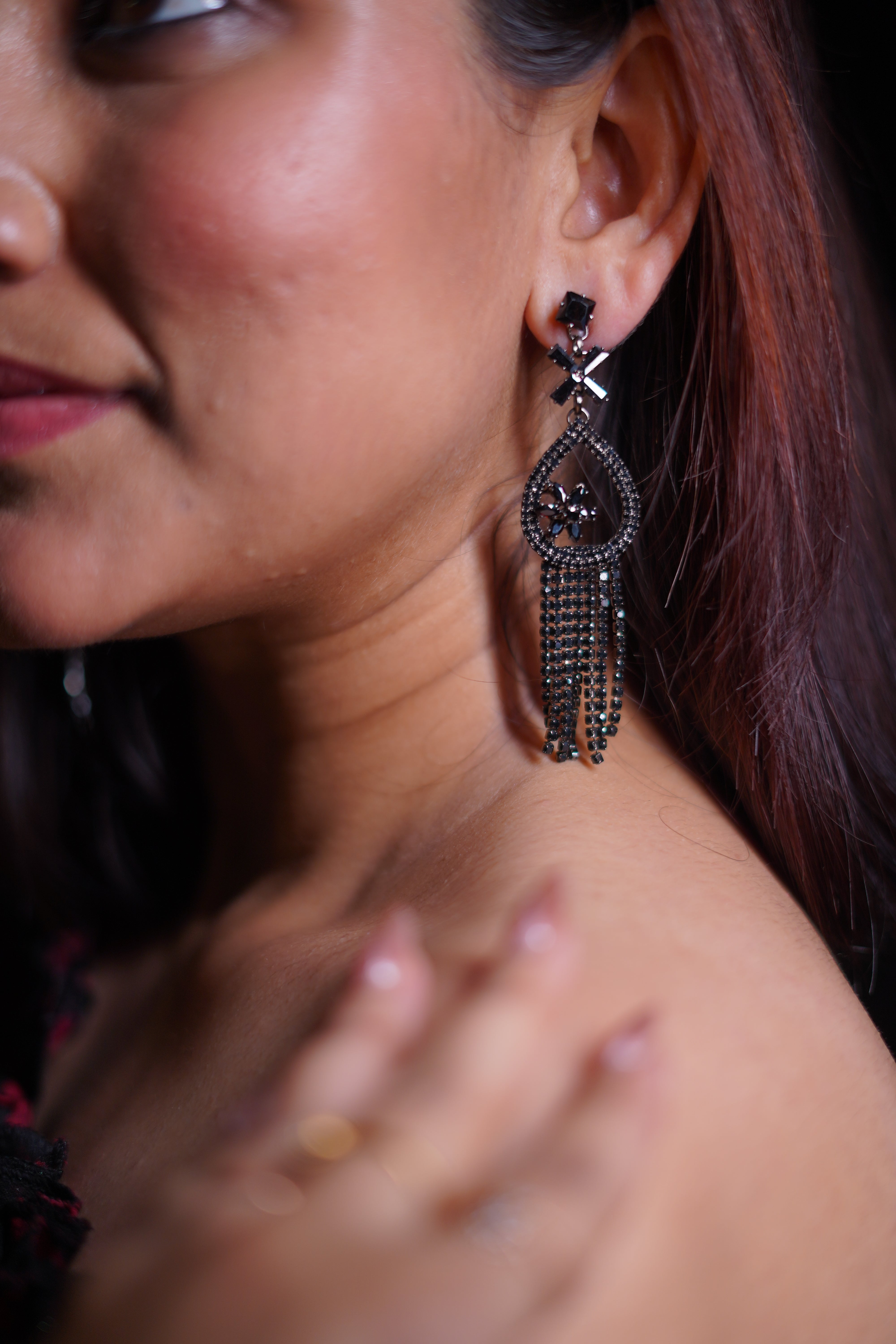 Chandelier Black crystal Drop Earrings