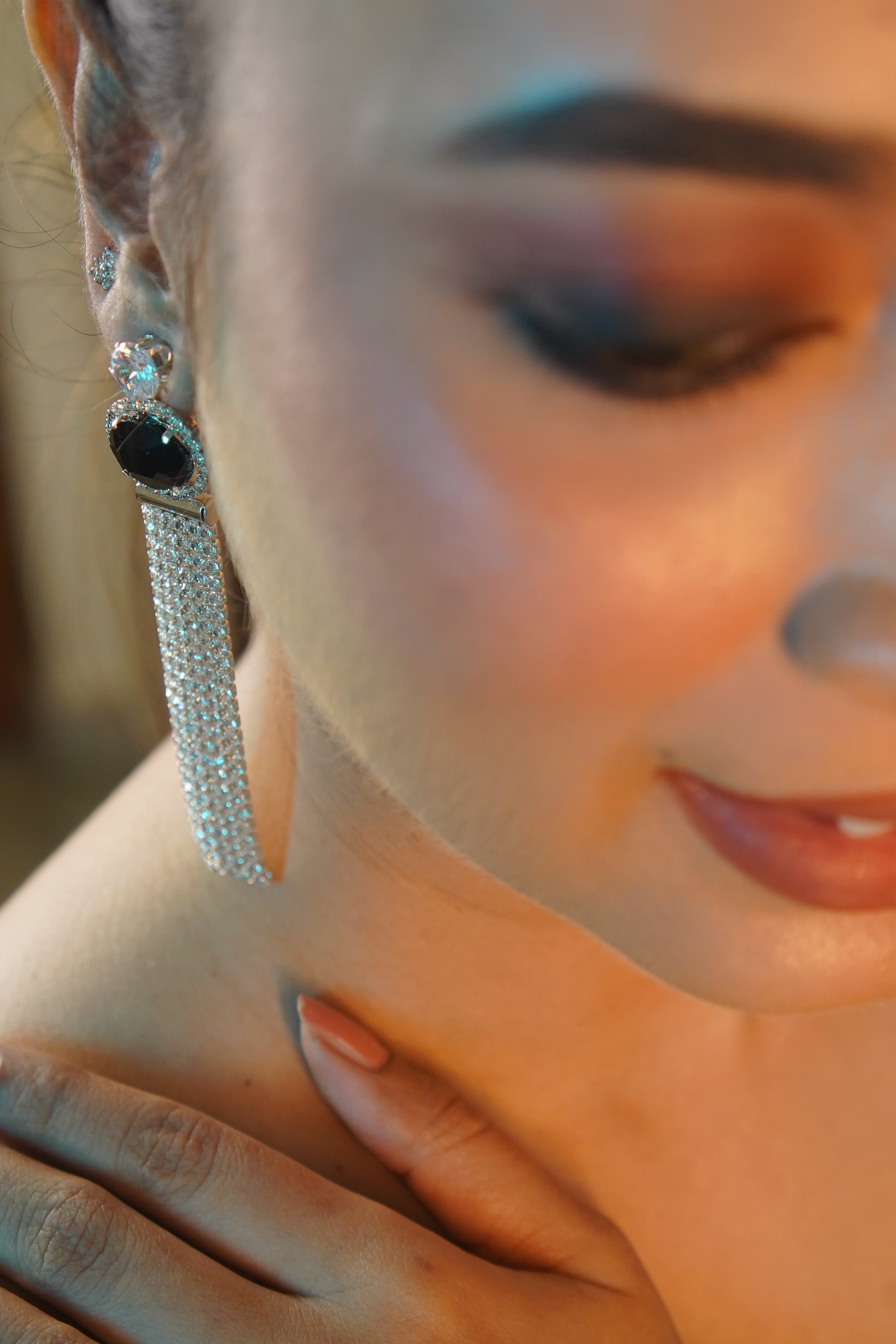 Rhinestone Black Stone Earrings